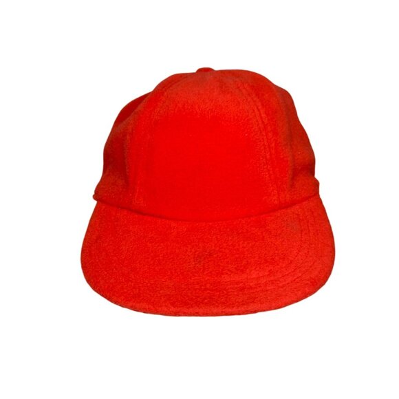 90s Gap Orange Fleece Strap Back Hat Outdoors Hunting Size M/L - Picture 3 of 8